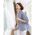 Puff-sleeve Stripe Textured Blouse