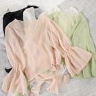 Long-sleeve Chiffon Tie-back Blouse