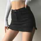 High-waist Denim Pencil Skort