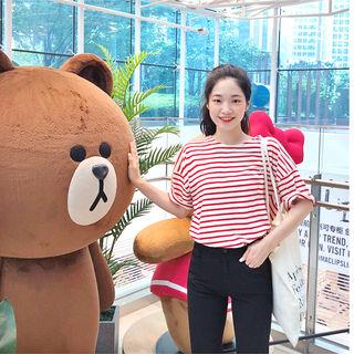 Colored Stripe Boxy-fit T-shirt