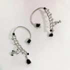 Chain Alloy Cuff Earring 1 Pair - Black & Silver - One Size