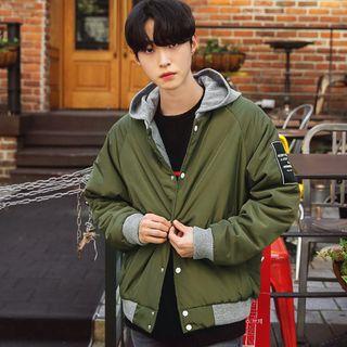 Hooded Brushed-fleece Lined Bomber Jacket
