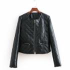 Quilt Faux-leather Jacket