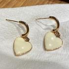 Heart Glaze Dangle Earring 1 Pair - White & Gold - One Size