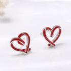 925 Sterling Silver Heart Earring 925 Silver - 1 Pair - Silver - One Size