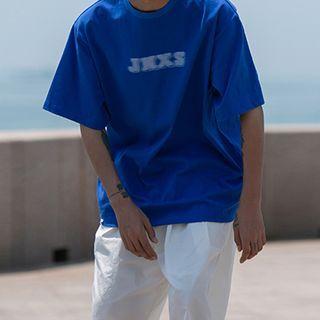 Short Sleeve Lettering Print Oversized Tee