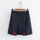 Striped Heart Embroidery A-line Skirt