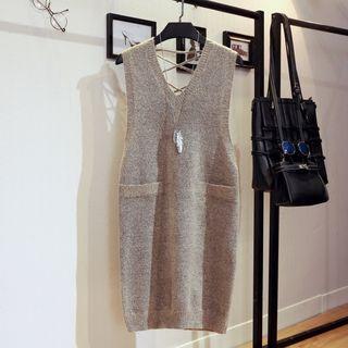 Lace-up Knitted Tank Dress