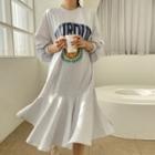 Ruffled Varsity Sweatshirt Dress