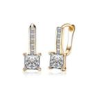 Fashion Plated Champagne Gold Square Cubic Zirconia Earrings Champagne - One Size