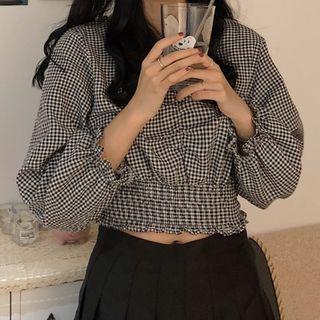 Crop Plaid Blouse