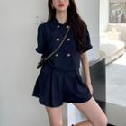 Double-breasted Light Jacket / Pleated Dress Shorts