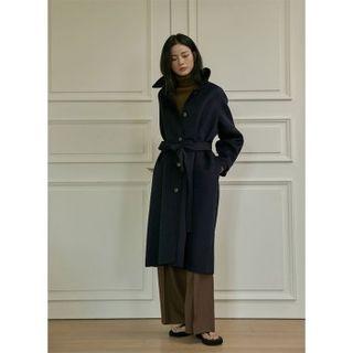 Woolen Mac Long Coat With Sash