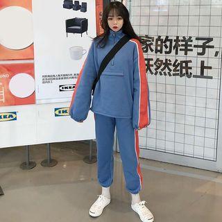 Set: Color Block Half Zip Pullover + Sweatpants