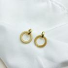 Acrylic Hoop Dangle Earring 1 Pair - 925 Silver Stud Earring - Gold & Beige - One Size