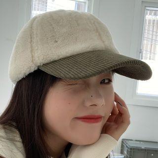 Shearling Panel Baseball Cap