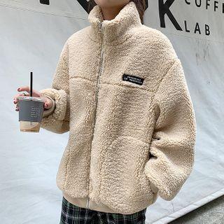 Zipped Fleece Jacket Milk Tea - One Size