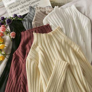 High-neck Rib-knit Skinny Sweater In 6 Colors
