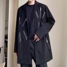 Zip-accent Open-front Blazer