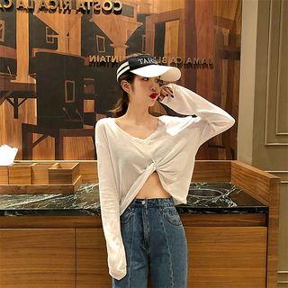 Long-sleeve Twisted T-shirt White - One Size