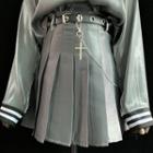 Buckled Pleated Mini A-line Skirt
