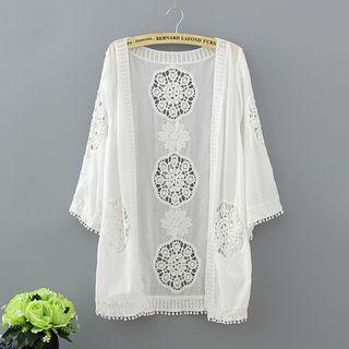 Embroidered Beach Cover-up White - One Size