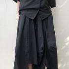 High-waist Asymmetric Loose Fit Skirt Black - One Size
