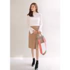 Mock-neck Frill-cuff Sheer Top