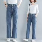High-waist Trim Shift Jeans