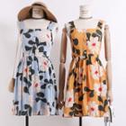 Square-neck Printed Tank Dress