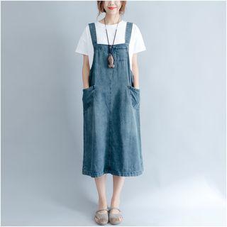 Denim Midi Dungaree Dress