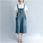Denim Midi Dungaree Dress