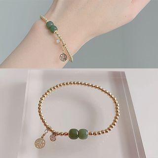 Chinese Characters Gemstone Bead Alloy Bracelet