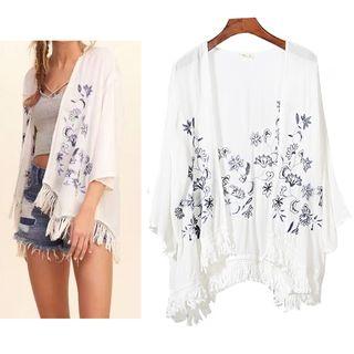 3/4-sleeve Embroidered Light Jacket