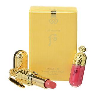 The History Of Whoo - Gongjinhyang Mi Luxury Lipstick No. 25 Special Set: Lipstick #25 Coral 1pc + Lip Gloss #15 Rose 1pc 2pcs