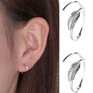 Feather Spiral Earring 1 Pair - Silver - One Size