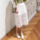 Sheer Lace Midi Skirt