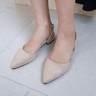 Low-heel Faux-suede Slingback Pumps