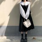 Lace Trim Blouse / Midi Pinafore Dress