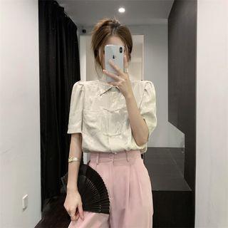 Puff-sleeve Frog Buttoned Shirt