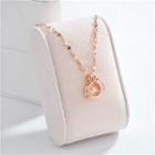 Swan Rhinestone Pendant Stainless Steel Necklace Rose Gold - One Size
