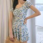 Flower Print Short-sleeve Swimdress