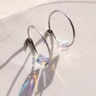 925 Sterling Silver Crystal Cube Hoop Earring 1 Pair - As Shown In Figure - One Size