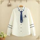 Anchor Embroidered Fleece-lined Shirt