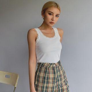 Lace-trim U-neck Tank Top