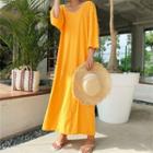 3/4-sleeve Maxi A-line T-shirt Dress