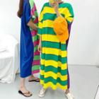 Round-neck Color-block Striped T-shirt Dress