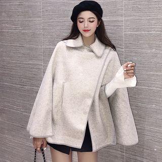 Collared Slit Cape Gray - One Size