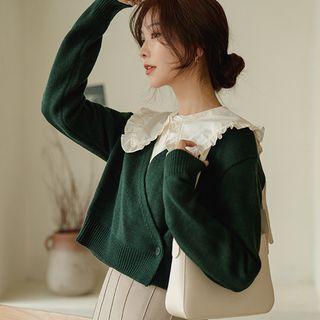 Single-button Cropped Wrap Cardigan