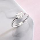 925 Sterling Silver Pig Face Ring Rs376 - Silver - One Size